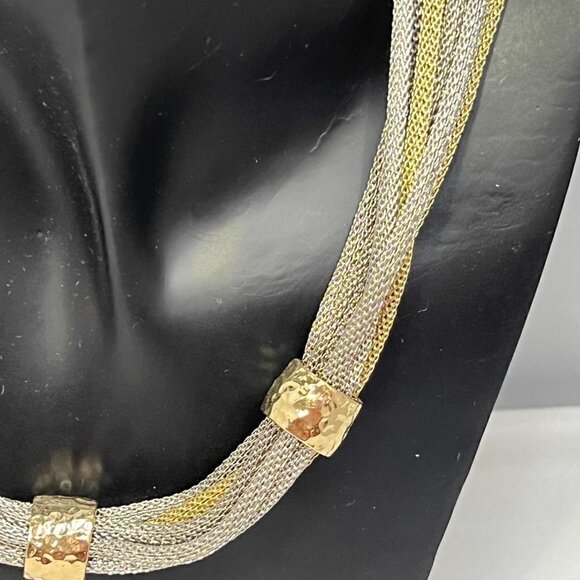 Ballet silver and gold corded chain with hammered gold beads necklace - Picture 2 of 7